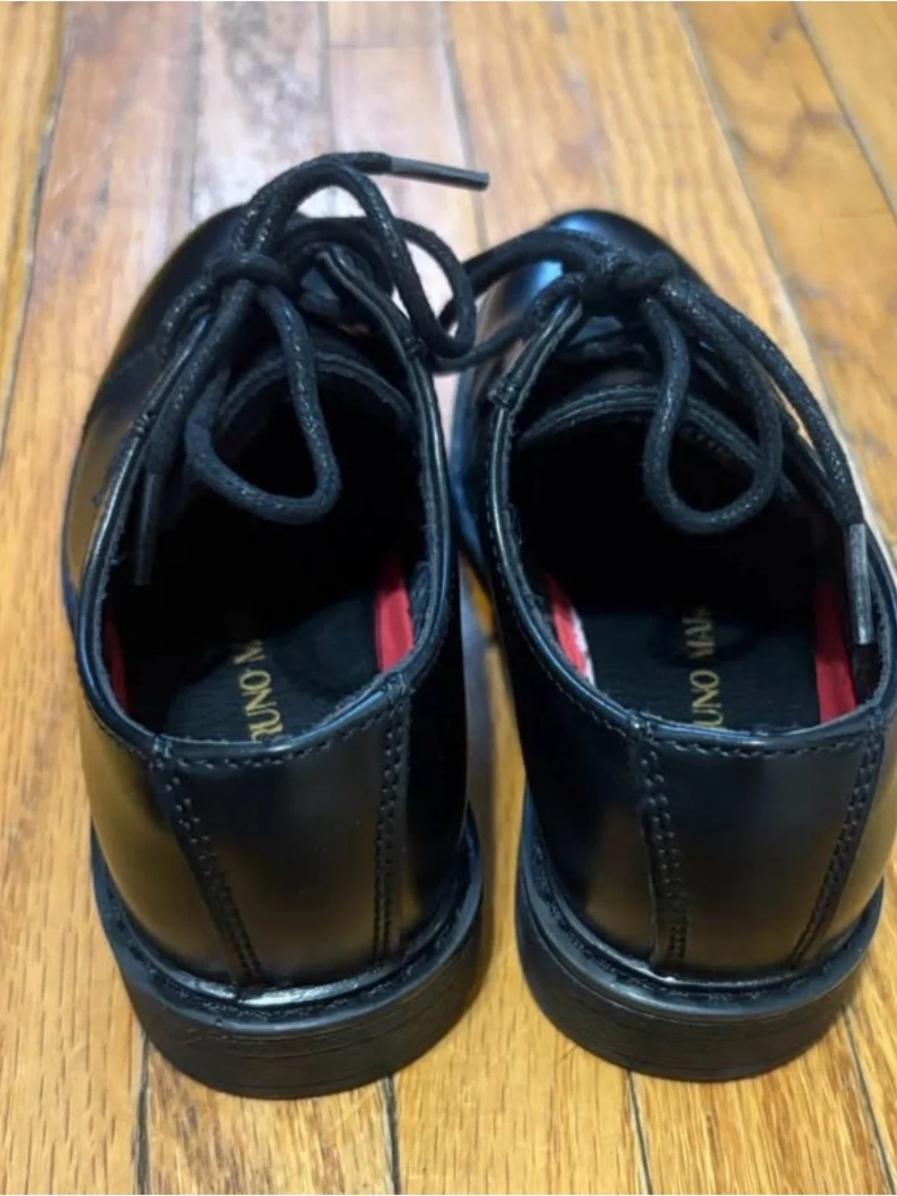 Little boys size 10 Black Lace-Up Dress Shoes - Classic Cap Toe